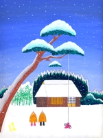 童画作家・秋野赤根のノスタルジック童画館・新館「雪の朝」