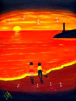童画作家・秋野赤根のノスタルジック童画館「夕焼けとトンボ」